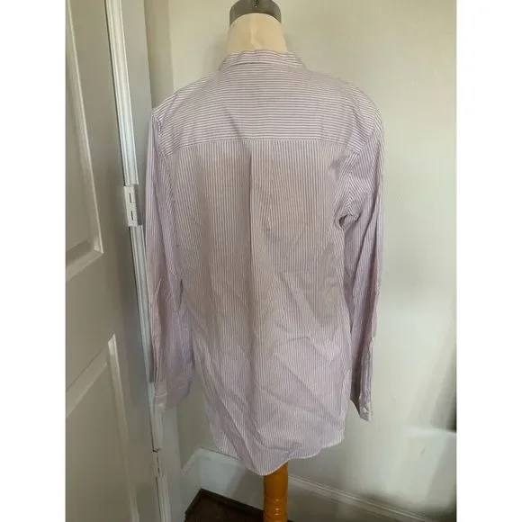 Derek Lam 10 Crosby Striped LS Ruffle B-F Shirt L - Picture 7 of 8